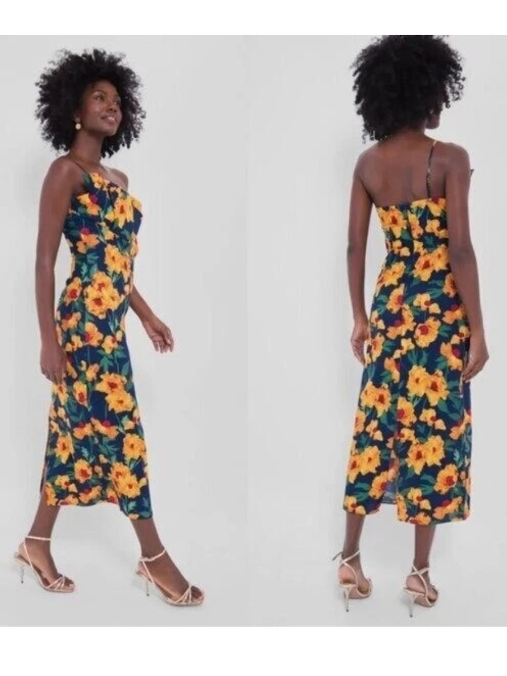 Hyacinth House (Tuckernuck) Navy/Marigold Strapless Midi Dress